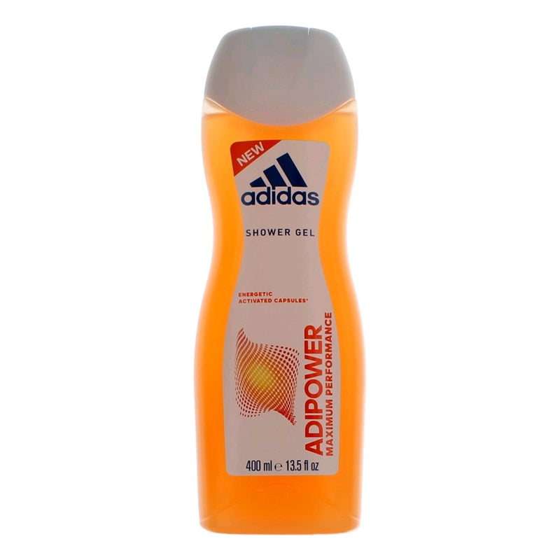 Adidas AdiPower 13.5 oz women’s shower gel bottle with sleek packaging, designed for a refreshing shower experience.