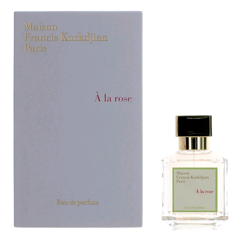 Maison Francis Kurkdjian A La Rose 2.4 oz women's EDP spray bottle with elegant floral design.
