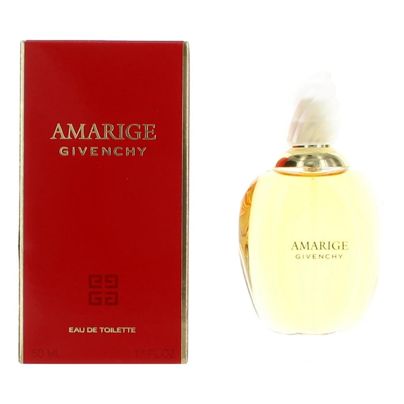 Amarige by Givenchy 1.7 oz women’s EDT spray bottle with elegant packaging and floral design.