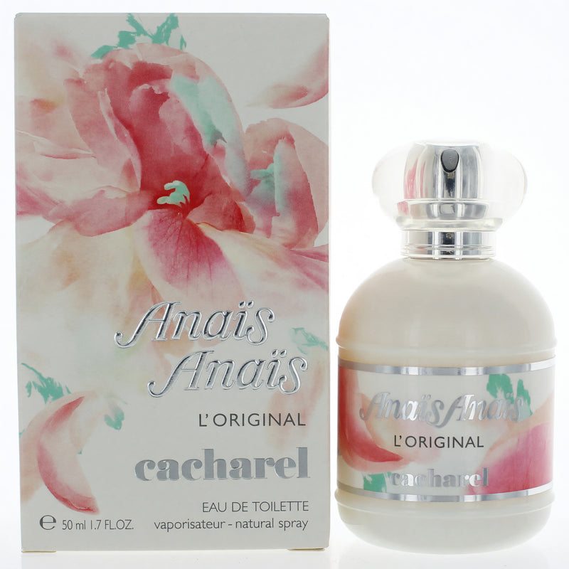 Cacharel Anais Anais L'Original 1.7 oz EDT spray for women with elegant floral bottle and packaging visible