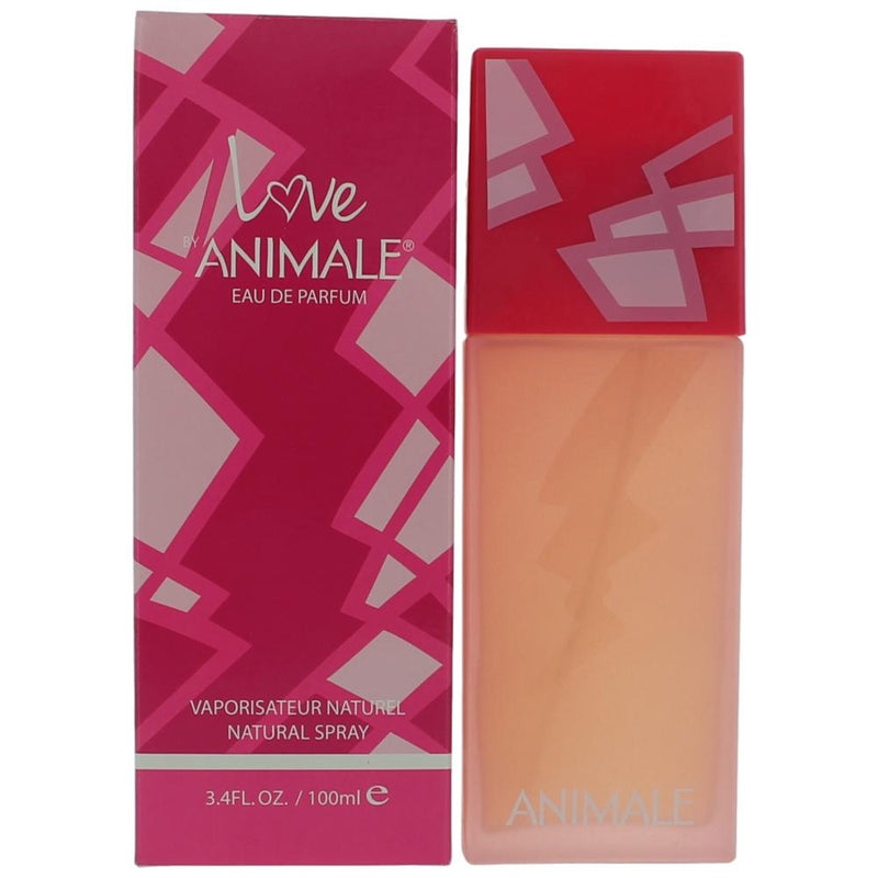 Animale Love women's 3.4 oz EDP spray bottle with floral and fruity fragrance, showcasing the elegant packaging and brand logo.