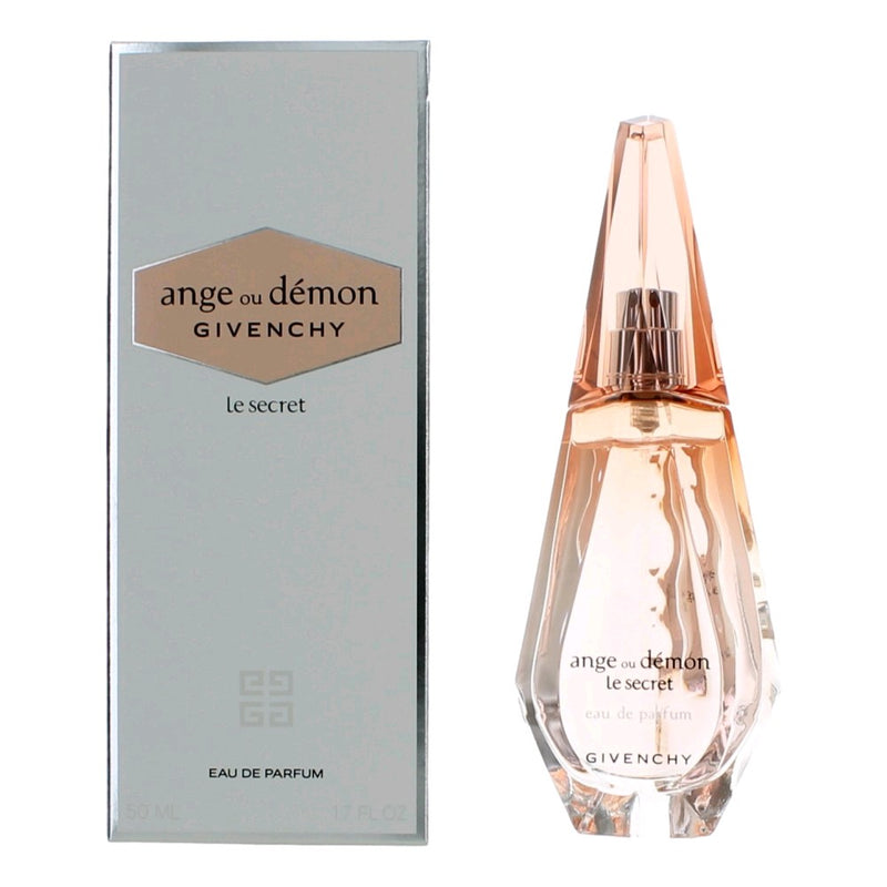 Givenchy Ange Ou Demon Le Secret 1.7 oz EDP spray for women, elegant perfume bottle with gold accents and floral design.