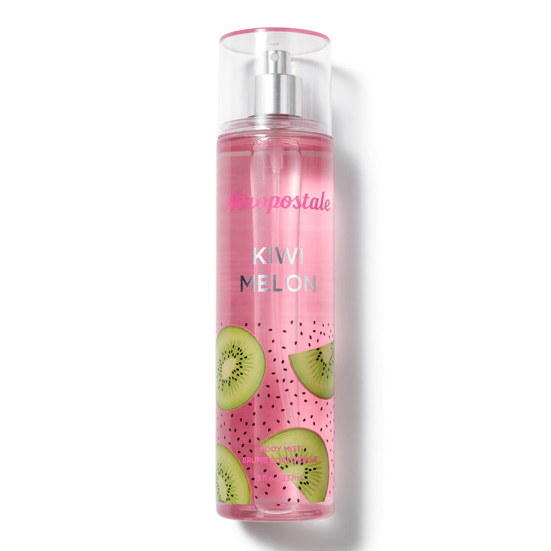 Aeropostale Kiwi Melon 8 oz women’s body mist bottle, featuring fresh kiwi and melon scent with a clear spray cap.