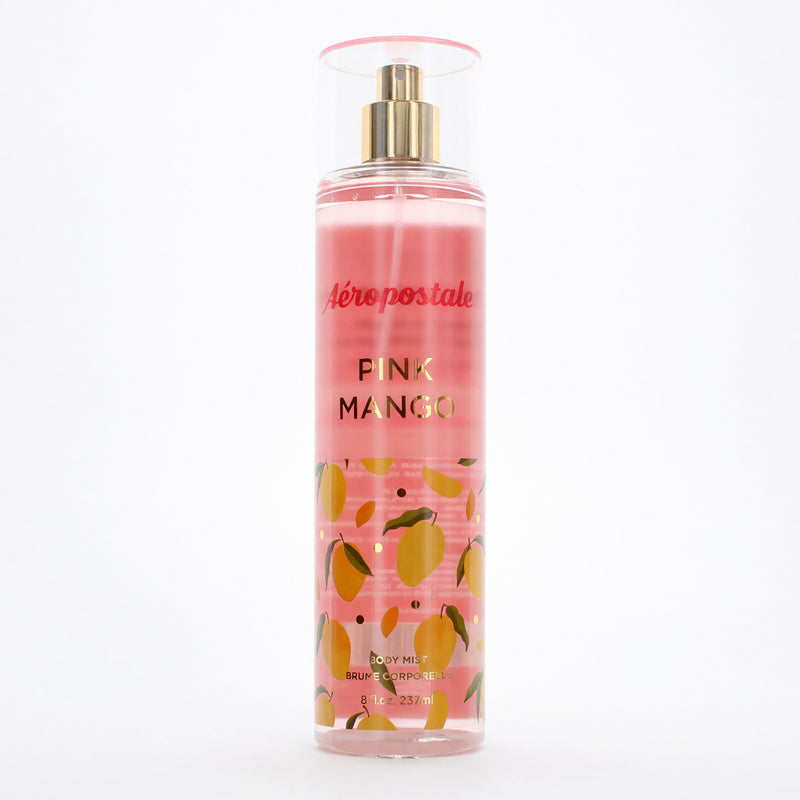 Pink Mango by Aeropostale 8 oz women's body mist bottle with pink and orange design and floral accents.
