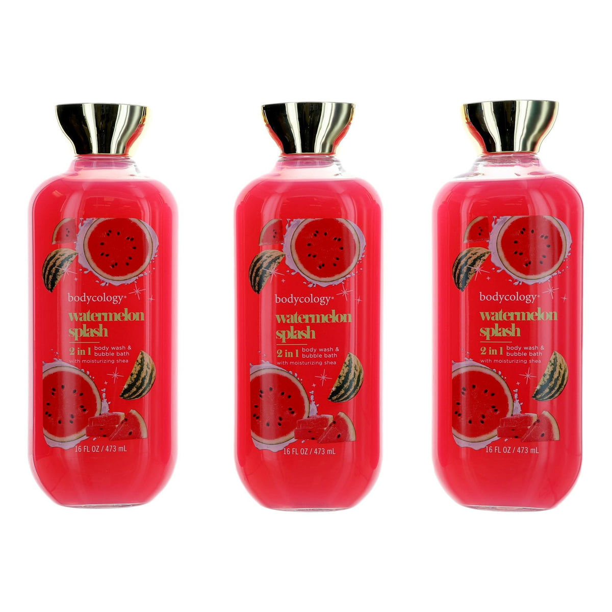 Watermelon Splash,  3 Pack 16oz 2 in 1 Body Wash & Bubble Bath women