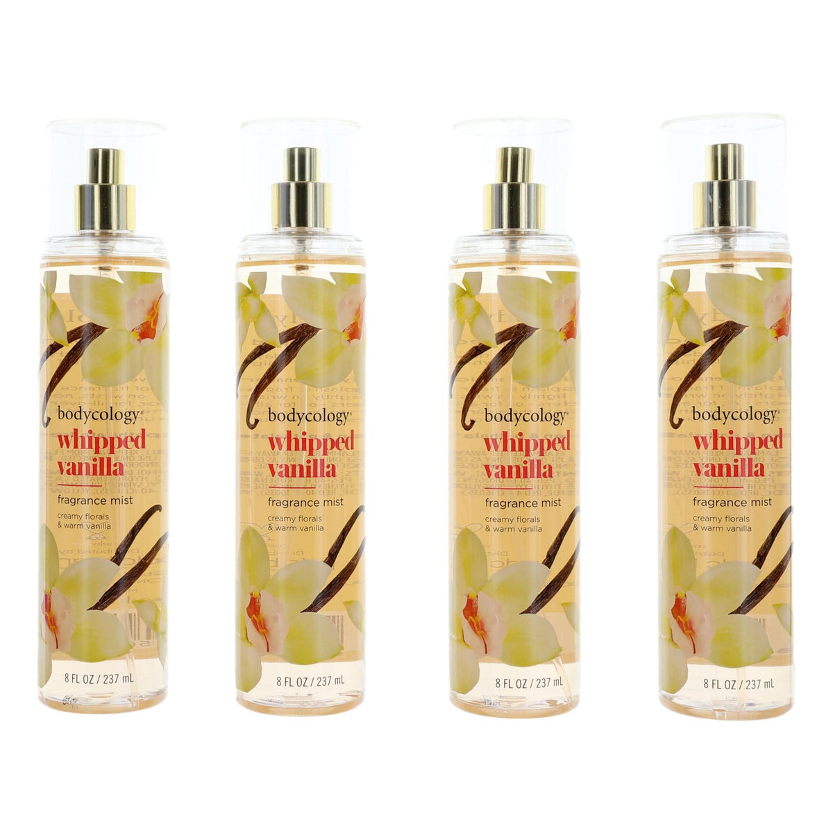 Whipped Vanilla by Bodycology, 4 Pack of 8 oz Fragrance Mist for Women