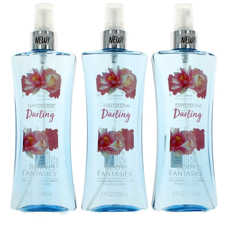 Daydream Darling Body Fantasies fragrance body spray 3-pack for women, 8oz each, featuring floral and fruity scents.