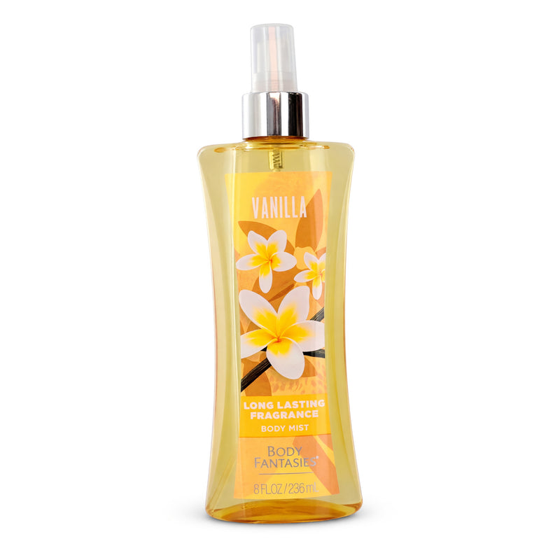 Vanilla Body Fantasies fragrance body spray for women in an 8 oz spray bottle, by Parfums De Coeur.