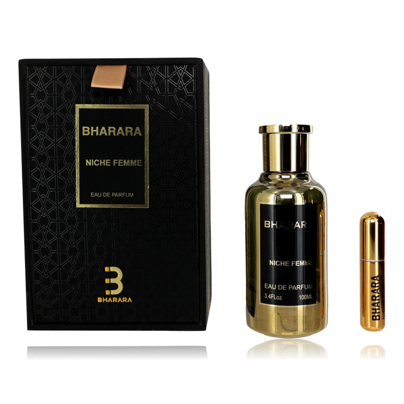 Bharara Niche Femme 3.4 oz EDP spray for women, featuring elegant perfume bottle with floral and feminine design.