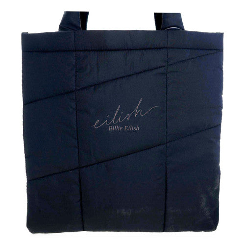 Quilted Billie Eilish tote bag for women, featuring a stylish design and spacious interior, perfect for everyday use.