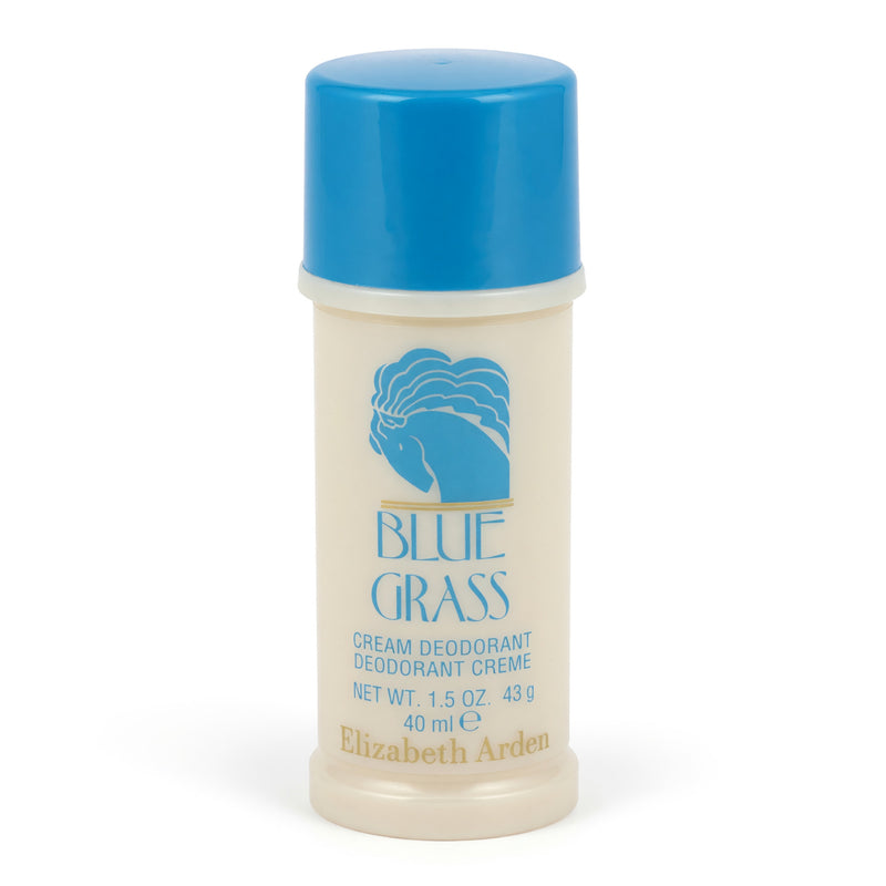 Elizabeth Arden Blue Grass 1.5 oz cream deodorant for women, smooth applicator with blue and white packaging visible