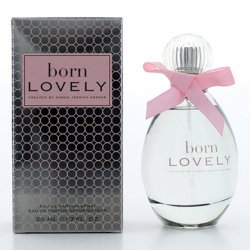Born Lovely by Sarah Jessica Parker 1.7 oz women's EDP spray bottle, elegant floral perfume packaging.