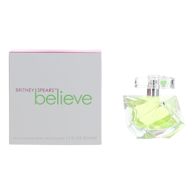 Believe by Britney Spears 1.7 oz Eau de Parfum spray for women, featuring the signature fragrance bottle.