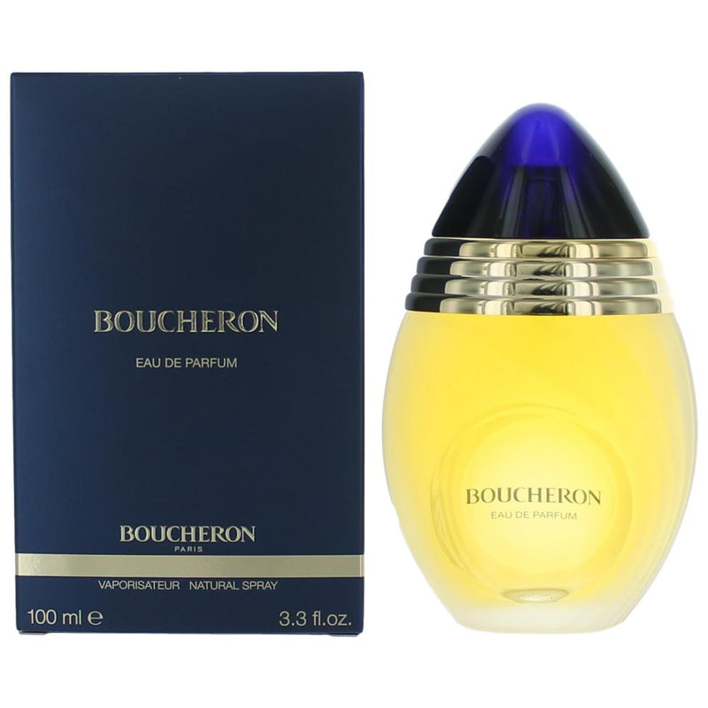 Boucheron by Boucheron women's 3.3 oz EDP spray bottle, elegant perfume with a sleek design and floral accents.