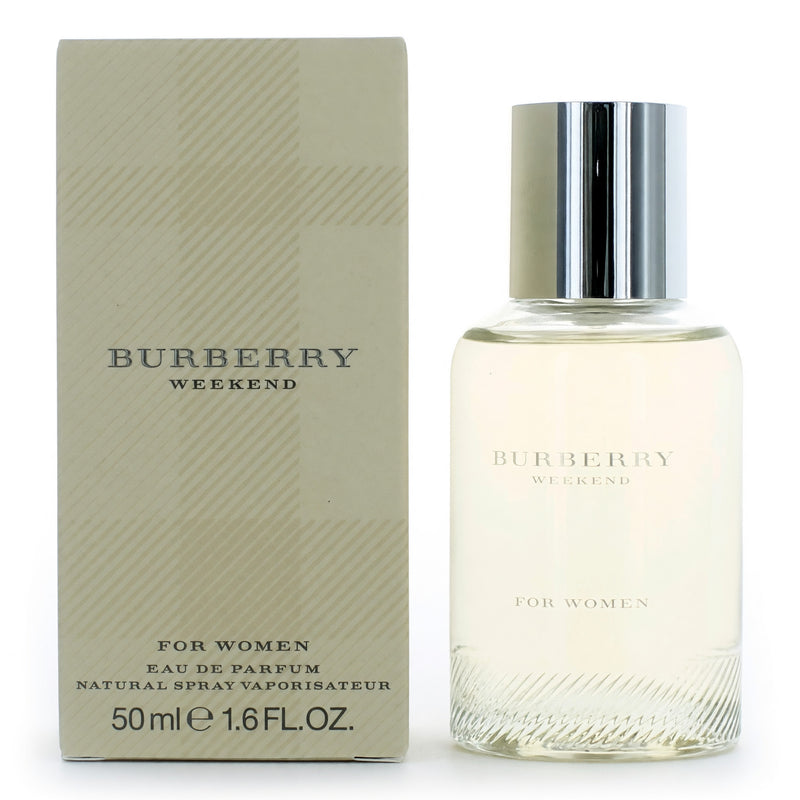 Burberry Weekend women's 1.6 oz Eau de Parfum spray bottle, elegant design, with the Burberry logo visible.