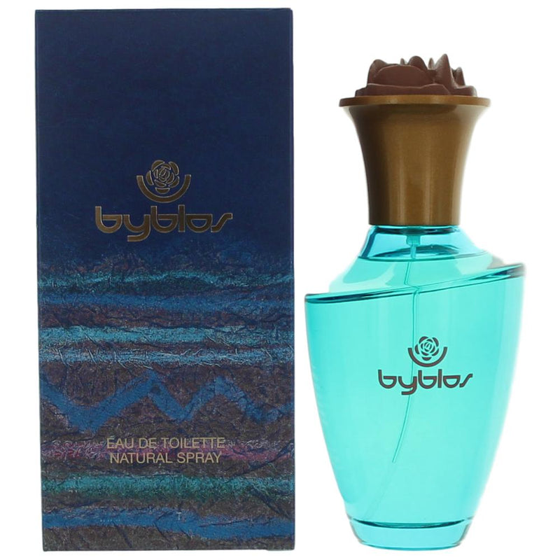 Byblos by Byblos women's 3.4 oz EDT spray bottle, elegant packaging, showcasing the fragrance for women.