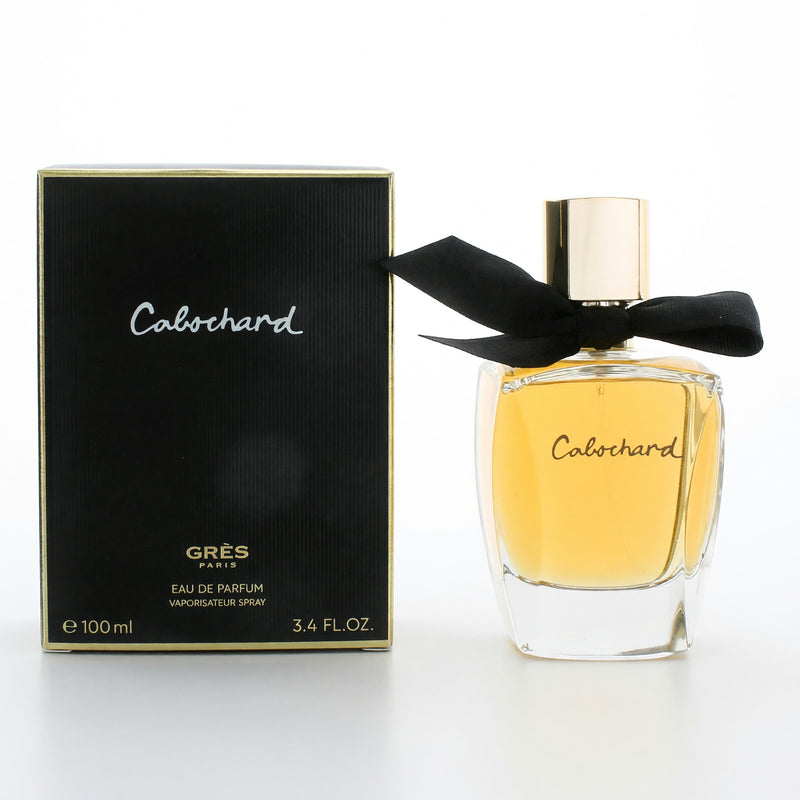 Cabochard by Parfums Gres 3.4 oz EDP spray for women, featuring the elegant perfume bottle with gold accents.
