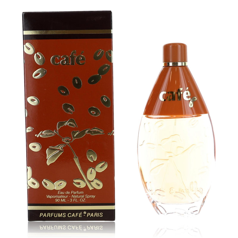 Cafe by Parfums Cafe 3 oz women's Eau de Parfum spray bottle shown with sleek design and elegant packaging.