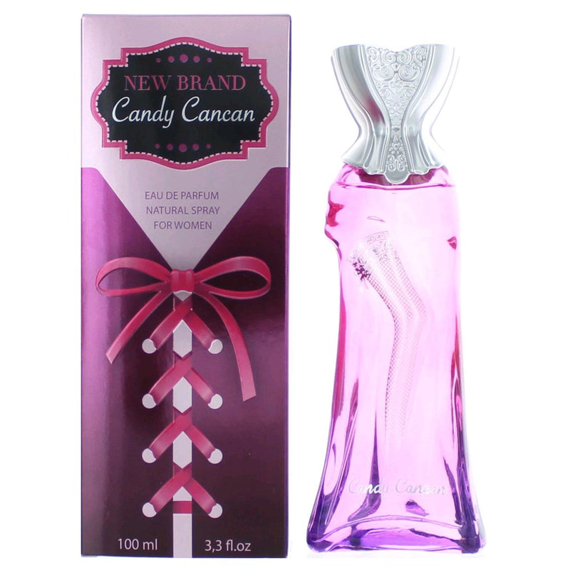 Candy Cancan by New Brand 3.3 oz EDP spray for women, elegant perfume bottle with floral design and colorful accents.