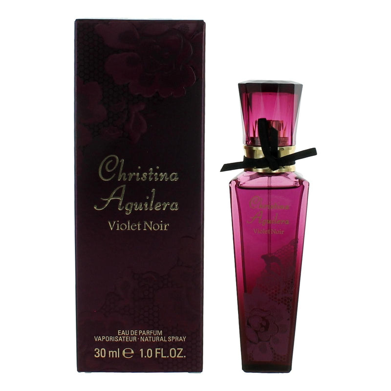 Violet Noir by Christina Aguilera 1 oz Eau de Parfum spray for women, featuring a sleek bottle with purple accents.