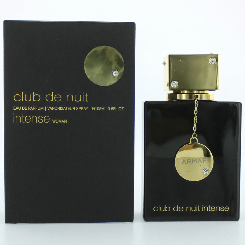 Armaf Club De Nuit Intense 3.6 oz women’s EDP spray bottle with elegant packaging and floral fragrance design.