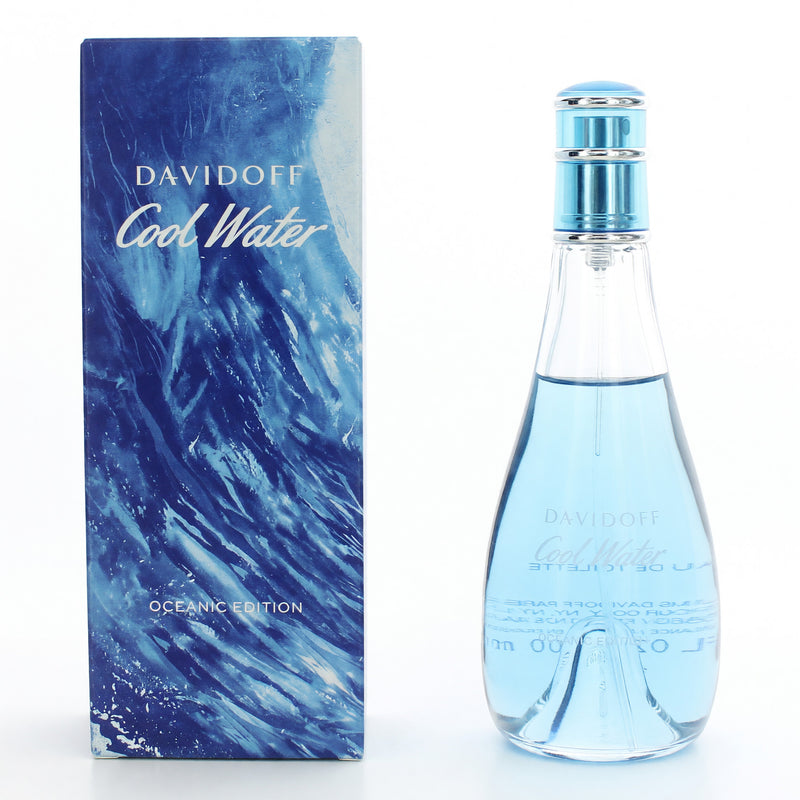Davidoff Cool Water Oceanic Edition 3.3 oz women's EDT spray bottle with ocean-inspired design.