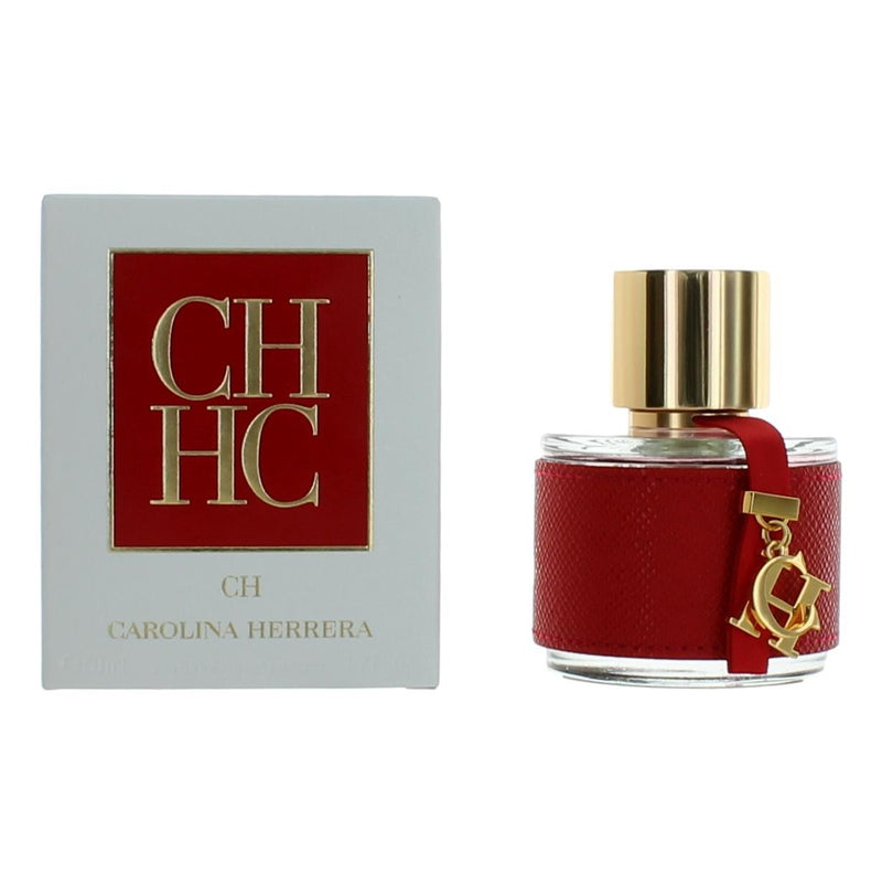 Carolina Herrera CH 1.7 oz women's EDT spray bottle with elegant packaging and sleek design.