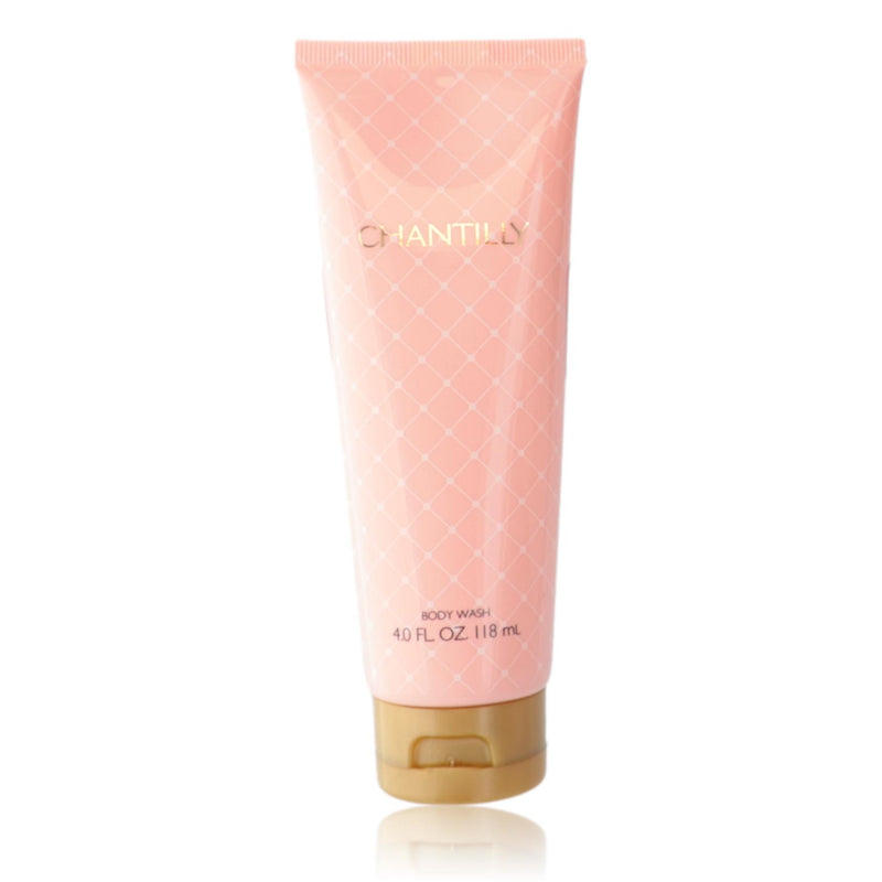Dana Chantilly body wash for women in a 4 oz bottle, featuring a luxurious fragrance and physical soap formulation.