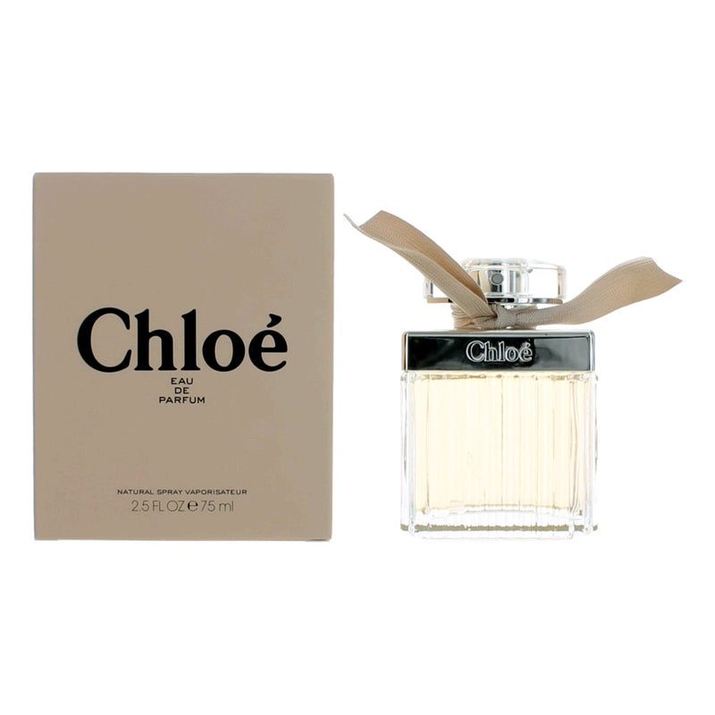 Chloe New by Chloe 2.5 oz women's Eau de Parfum spray bottle with elegant packaging and floral design.