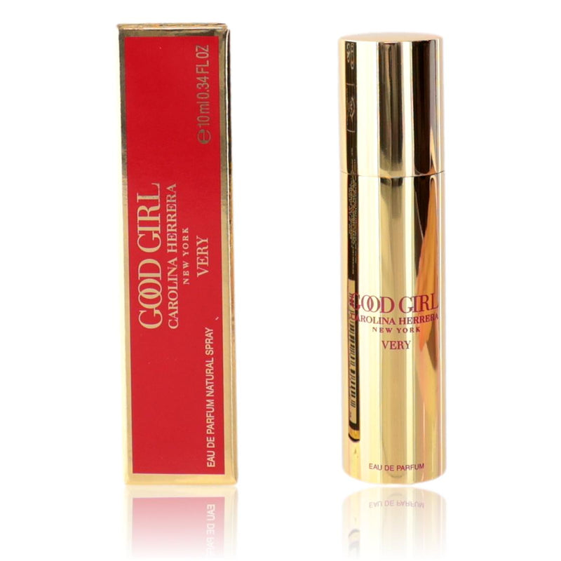 Very Good Girl by Carolina Herrera 0.34 oz women’s EDP spray bottle showing the elegant perfume packaging and design.