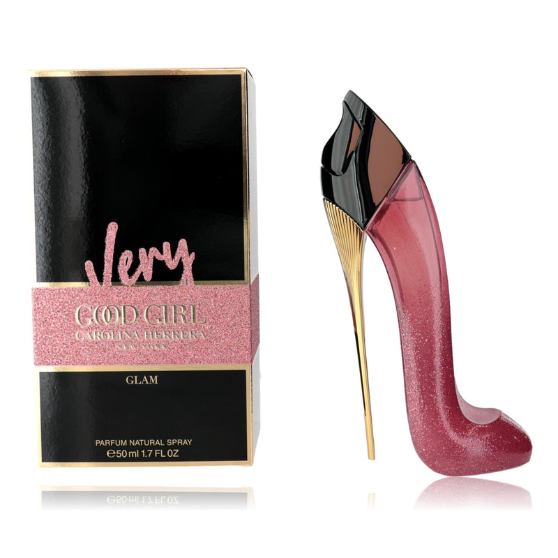 Carolina Herrera Very Good Girl Glam 1.7oz women’s parfum spray displayed in a sleek bottle.