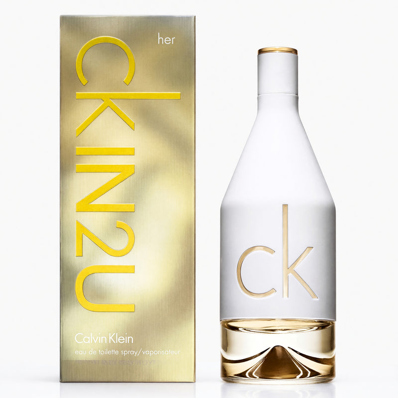 Calvin Klein CK IN2U women’s 5 oz EDT spray bottle with sleek design, suitable for daily wear and special occasions.