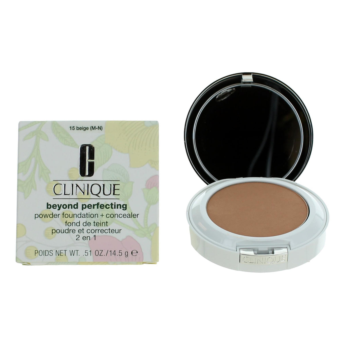 Clinique Beyond Perfecting Clinique .51 oz Powder Foundation + Concealer- 15 Beige - Pertinacia Perfume