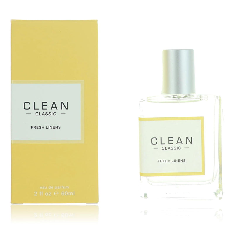 Dlish Clean Fresh Linens 2 oz EDP spray for women, featuring a sleek bottle with a clean, fresh floral scent.