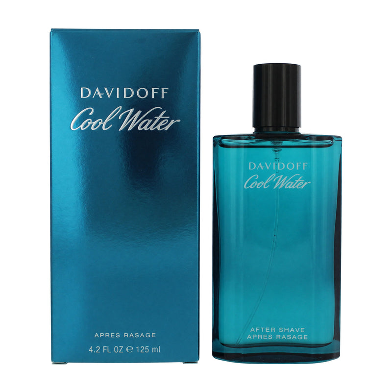 Davidoff Cool Water 4.2 oz after shave splash for men, featuring a classic bottle with blue and green tones.