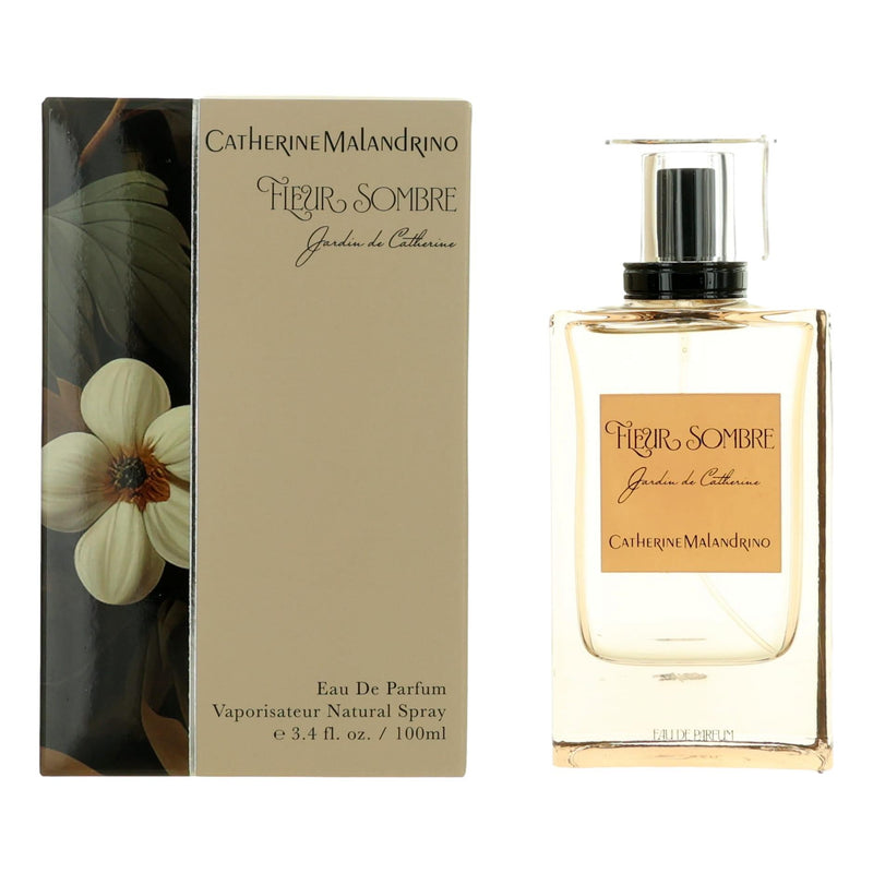 Catherine Malandrino Fleur Sombre 3.4 oz women’s EDP spray bottle with elegant floral design.