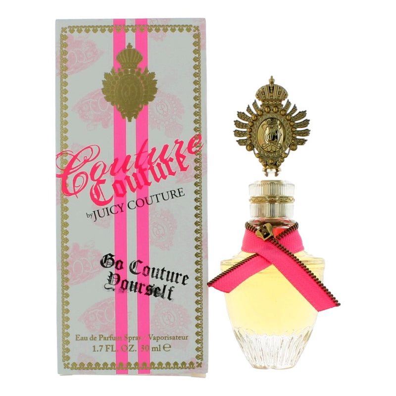 Juicy Couture Couture 1.7 oz women's Eau de Parfum spray bottle with elegant packaging and floral design.