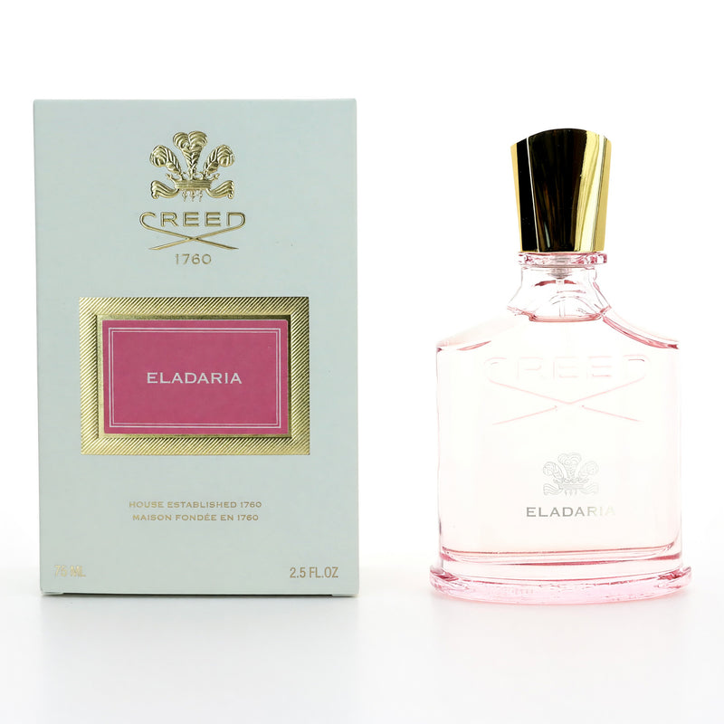 Creed Eladaria 2.5 oz women's EDP spray bottle, elegant packaging and floral fragrance design.