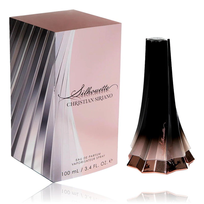 Christian Siriano Silhouette 3.4 oz women's EDP spray bottle with sleek design and elegant packaging.