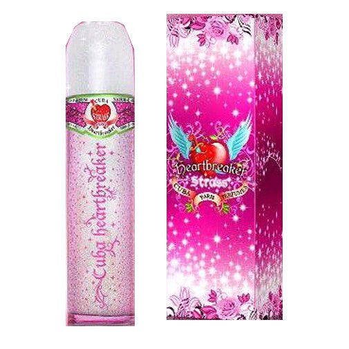Cuba Heartbreaker glittering EDP spray for women, 3.3 oz, featuring a stylish perfume bottle with a shimmering design.