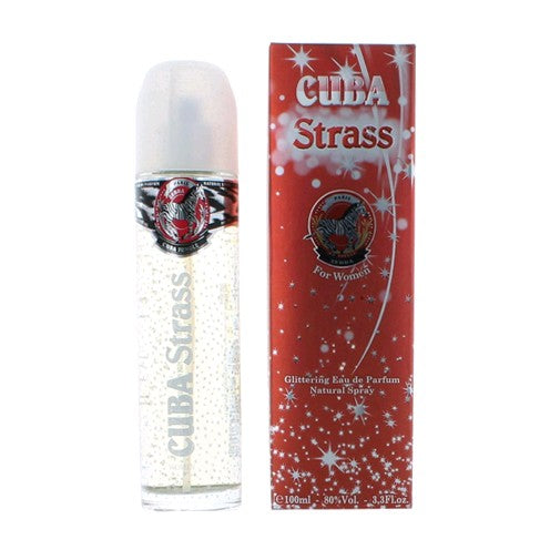 Cuba Jungle Zebra 3.4 oz glittering EDP spray for women, featuring a colorful zebra design and elegant packaging.