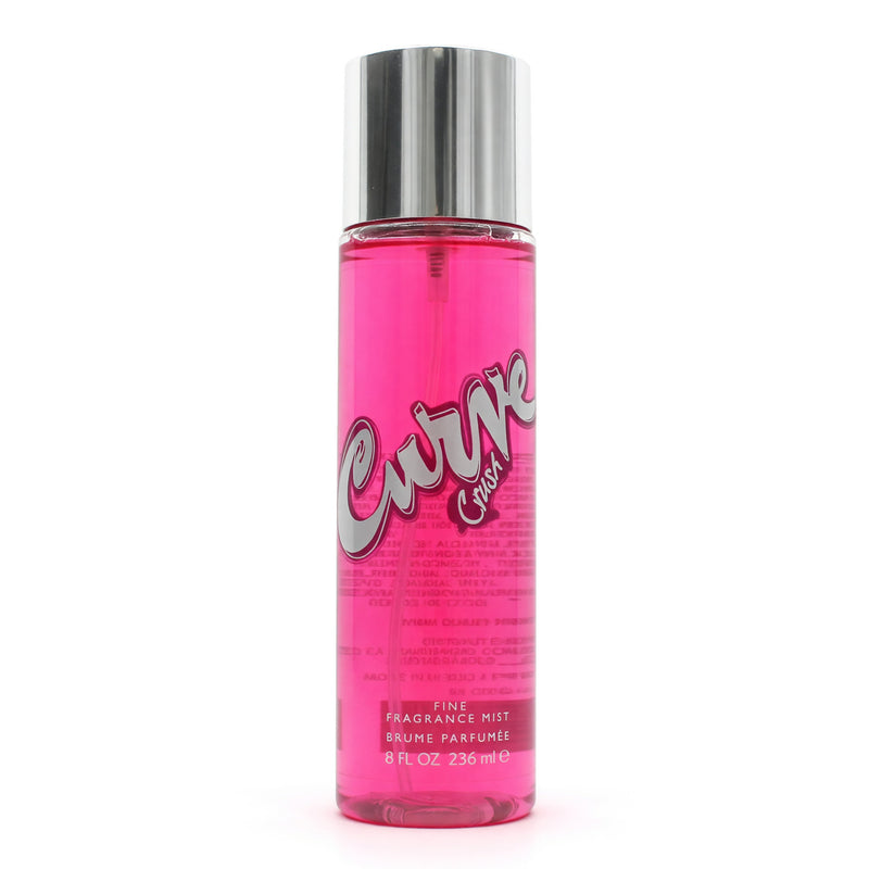 Liz Claiborne Curve Crush 8 oz women’s body mist bottle with a sleek design and colorful label.