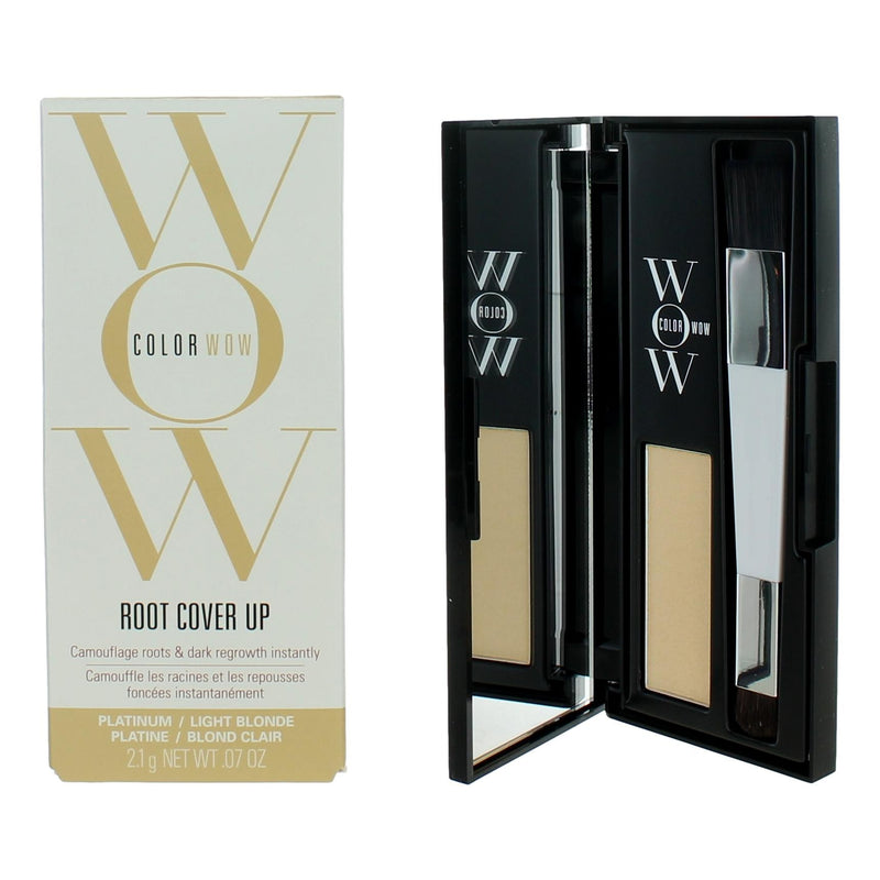 Color Wow Root Cover Up powder in platinum shade, 0.07 oz, designed to conceal roots and blend gray hair seamlessly.