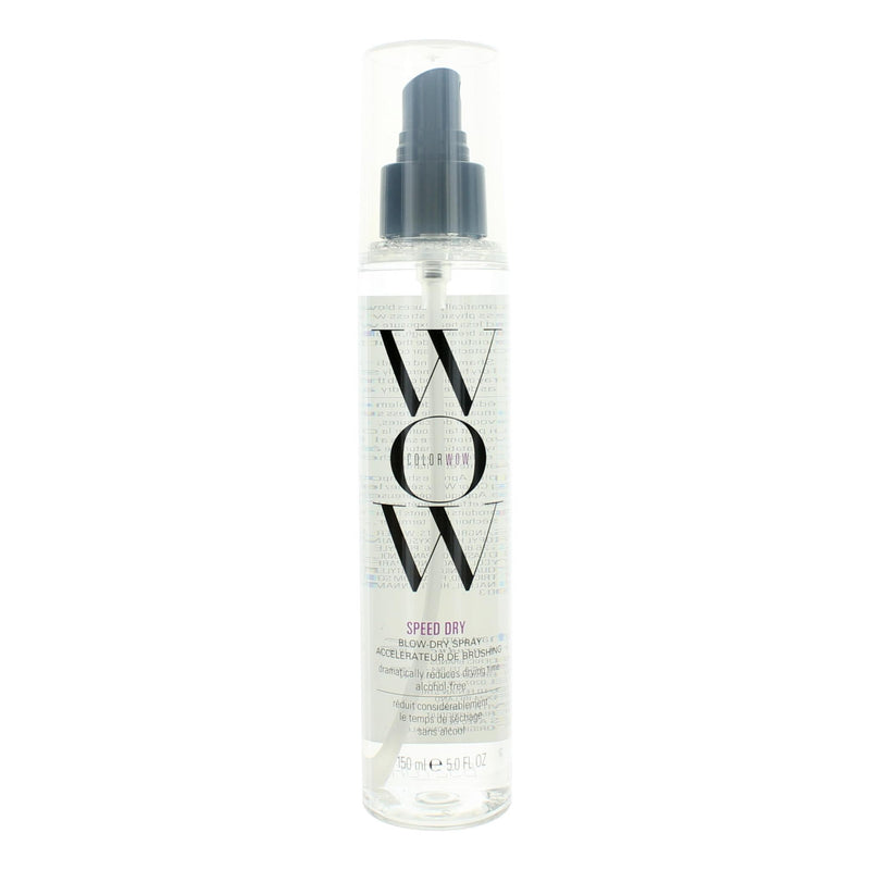 Color Wow Speed Dry blow dry spray in a 5 oz bottle, designed to quicken hair drying and add shine.