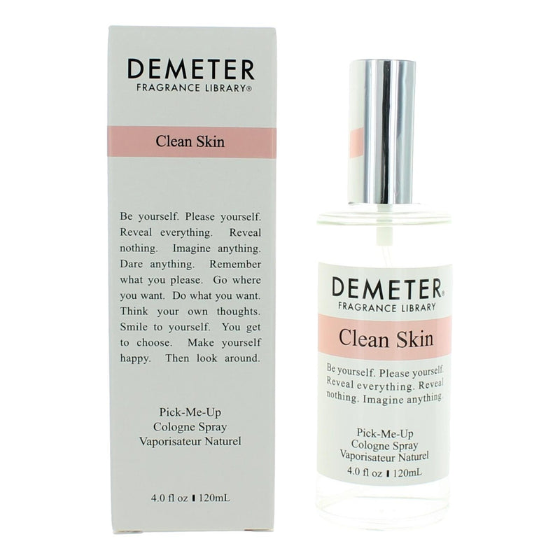 Demeter Clean Skin 4 oz Pick-Me-Up Cologne Spray for Women, showing the physical bottle with a minimalist label and clear spray nozzle.