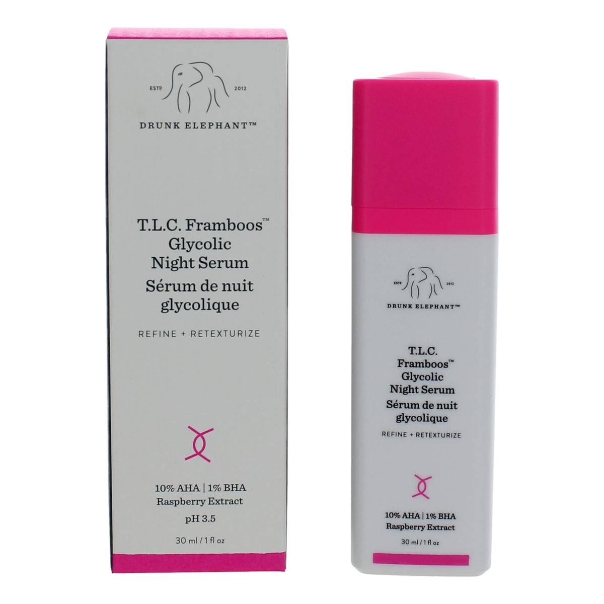 Drunk Elephant T.L.C Framboos Drunk Elephant 1oz Glycolic Night Serum - Pertinacia Perfume