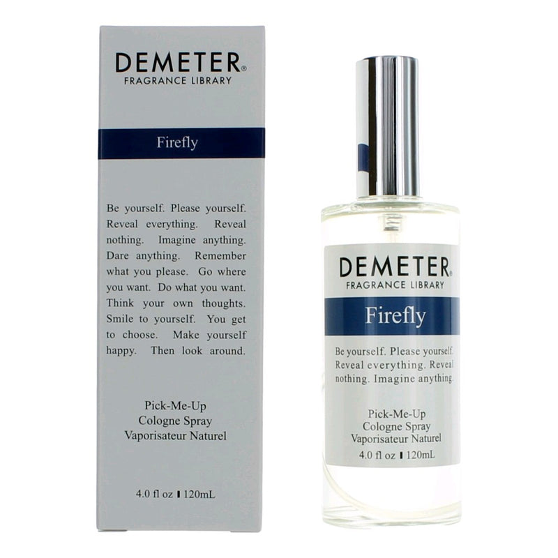 Demeter Firefly 4 oz woman’s cologne spray bottle with clear packaging and simple design.