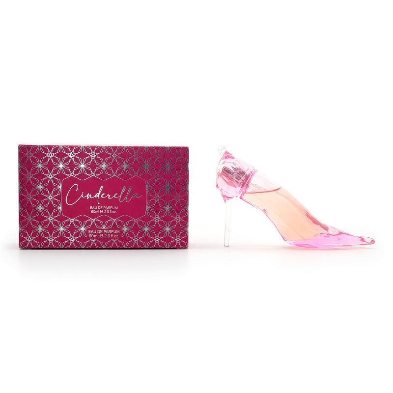 Disney Cinderella pink slipper-shaped 2 oz EDP spray for women, featuring a charming Cinderella design and floral perfume bottle.