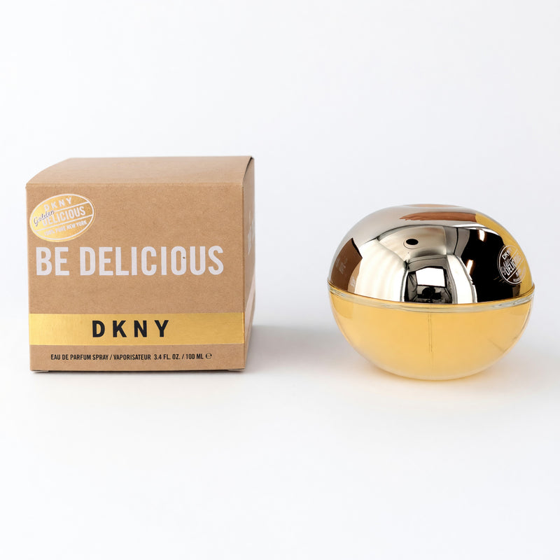Donna Karan DKNY Golden Delicious 3.4 oz women’s EDP spray bottle with elegant gold and clear packaging.