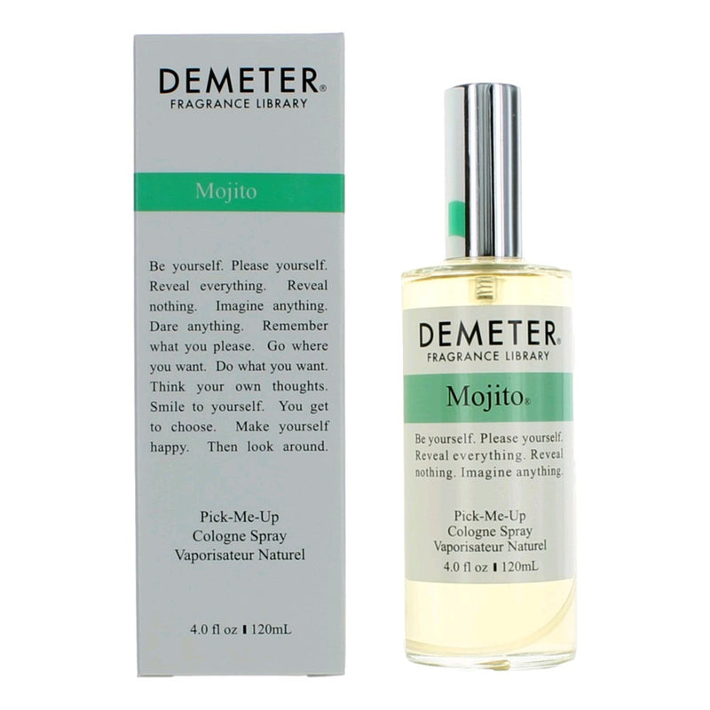 Demeter Mojito 4 oz women’s cologne spray, featuring fresh mint and lime notes in a clear glass bottle.
